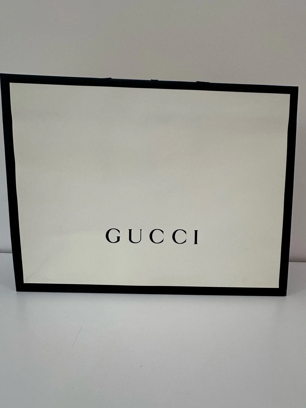Gucci White, Black Shopping Paper Bag | 18.75x14x6.75 inches